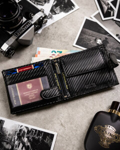 Set: Men's Wallet and Leather Fob Black 19979