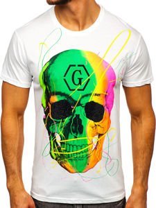 White Men's Printed T-shirt Bolf KS2107