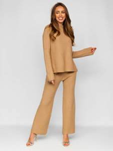 Women's 2-Piece Knitted Tracksuit Camel Bolf J51928AB