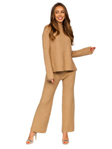 Women's 2-Piece Knitted Tracksuit Camel Bolf J51928AB