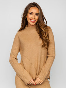 Women's 2-Piece Knitted Tracksuit Camel Bolf J51928AB