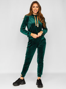 Women's 2-Piece Velour Tracksuit Bottle Green Bolf 637