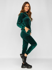 Women's 2-Piece Velour Tracksuit Bottle Green Bolf 637