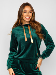 Women's 2-Piece Velour Tracksuit Bottle Green Bolf 637