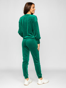 Women's 2-Piece Velour Tracksuit Bottle Green Bolf 642