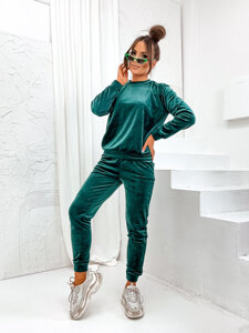 Women's 2-Piece Velour Tracksuit Bottle Green Bolf 675