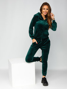 Women's 2-Piece Velour Tracksuit Bottle Green Bolf 829