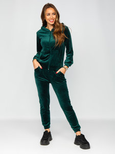 Women's 2-Piece Velour Tracksuit Bottle Green Bolf 829