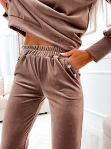 Women's 2-Piece Velour Tracksuit Brown Bolf 642