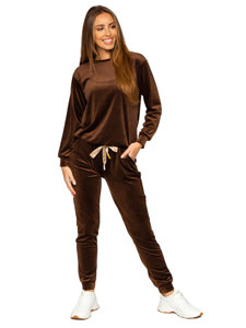 Women's 2-Piece Velour Tracksuit Brown Bolf 8129