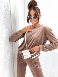 Women's 2-Piece Velour Tracksuit Cappuccino Bolf 675