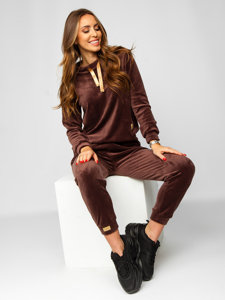 Women's 2-Piece Velour Tracksuit Chocolate Bolf 637