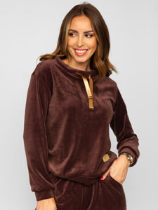 Women's 2-Piece Velour Tracksuit Chocolate Bolf 637