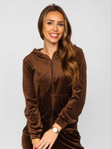 Women's 2-Piece Velour Tracksuit Chocolate Bolf 829