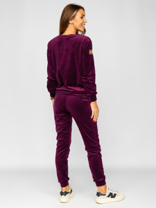 Women's 2-Piece Velour Tracksuit Claret Bolf 8129