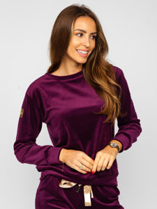 Women's 2-Piece Velour Tracksuit Claret Bolf 8129