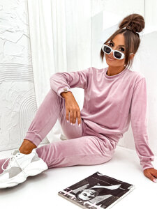 Women's 2-Piece Velour Tracksuit Powder Pink Bolf 675