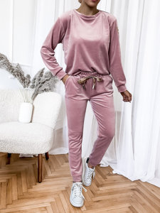 Women's 2-Piece Velour Tracksuit Powder Pink Bolf 8129