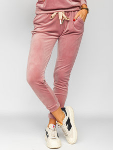 Women's 2-Piece Velour Tracksuit Powder Pink Bolf 8129