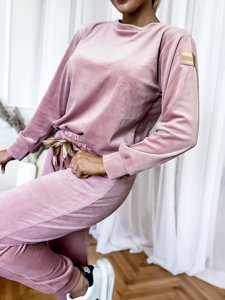 Women's 2-Piece Velour Tracksuit Powder Pink Bolf 8129