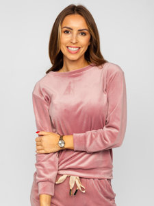 Women's 2-Piece Velour Tracksuit Powder Pink Bolf 8129