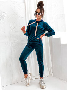 Women's 2-Piece Velour Tracksuit Teal Blue Bolf 637