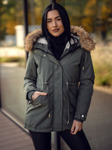 Women's 2in1 Winter Parka Jacket with hood Khaki Bolf 16M9199