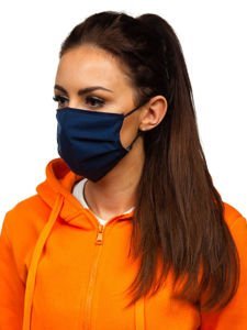 Women's Double-layered Reusable Protective Face Mask Navy Blue Bolf 001