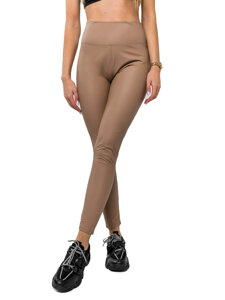 Women's Faux Leather Leggings Beige Bolf 2048