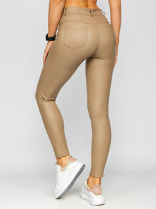 Women's Faux Leather Leggings Beige Bolf DM850