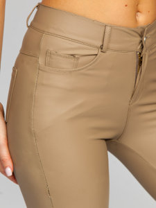 Women's Faux Leather Leggings Beige Bolf DM850