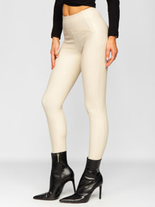 Women's Faux Leather Leggings Beige Bolf J51700