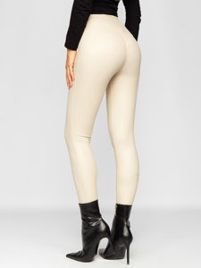 Women's Faux Leather Leggings Beige Bolf J51700