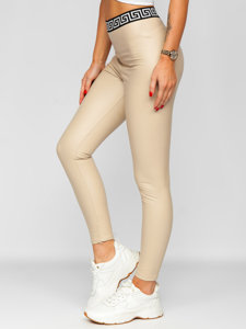 Women's Faux Leather Leggings Beige Bolf MY16572