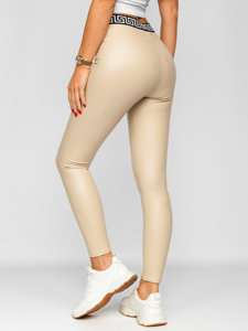 Women's Faux Leather Leggings Beige Bolf MY16572