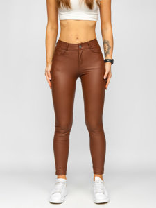 Women's Faux Leather Leggings Chocolate Bolf DM850