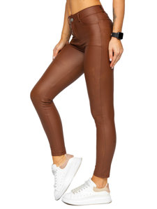 Women's Faux Leather Leggings Chocolate Bolf DM850