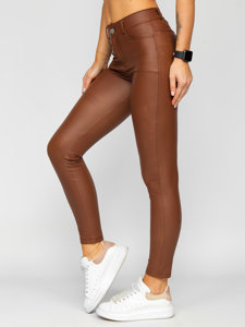 Women's Faux Leather Leggings Chocolate Bolf DM850