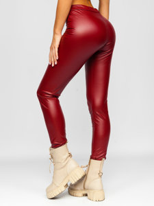 Women's Faux Leather Leggings Claret Bolf 0012