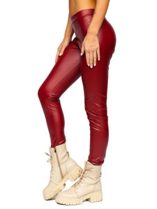 Women's Faux Leather Leggings Claret Bolf 0012