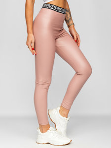 Women's Faux Leather Leggings Pink Bolf MY16572