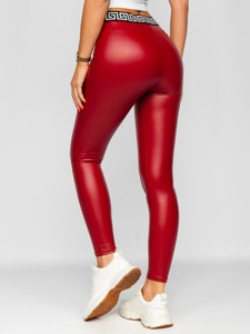 Women's Faux Leather Leggings Red Bolf MY16572