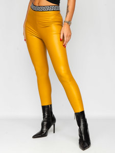 Women's Faux Leather Leggings Yellow Bolf MY16572