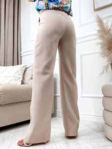 Women's Flared Pants Beige Bolf 8158