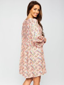 Women's Floral Dress Beige Bolf 3019