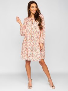 Women's Floral Dress Beige Bolf 3019