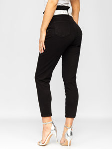 Women's High Waist Jeans with Belt Black Bolf LA687