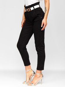 Women's High Waist Jeans with Belt Black Bolf LA687