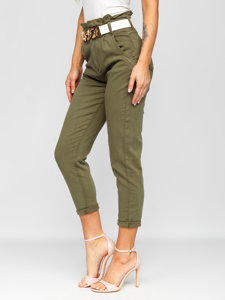 Women's High Waist Jeans with Belt Khaki Bolf LA687