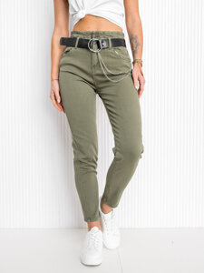 Women's High Waist Jeans with Belt Khaki Bolf LA689